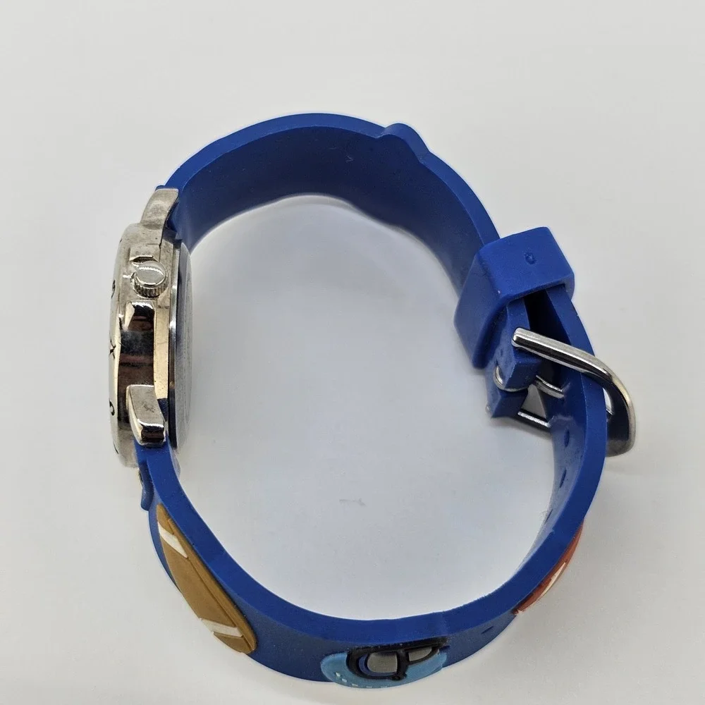 Boys Football Analog Watch 28MM White Dial Multicolor Plastic Bands New Battery